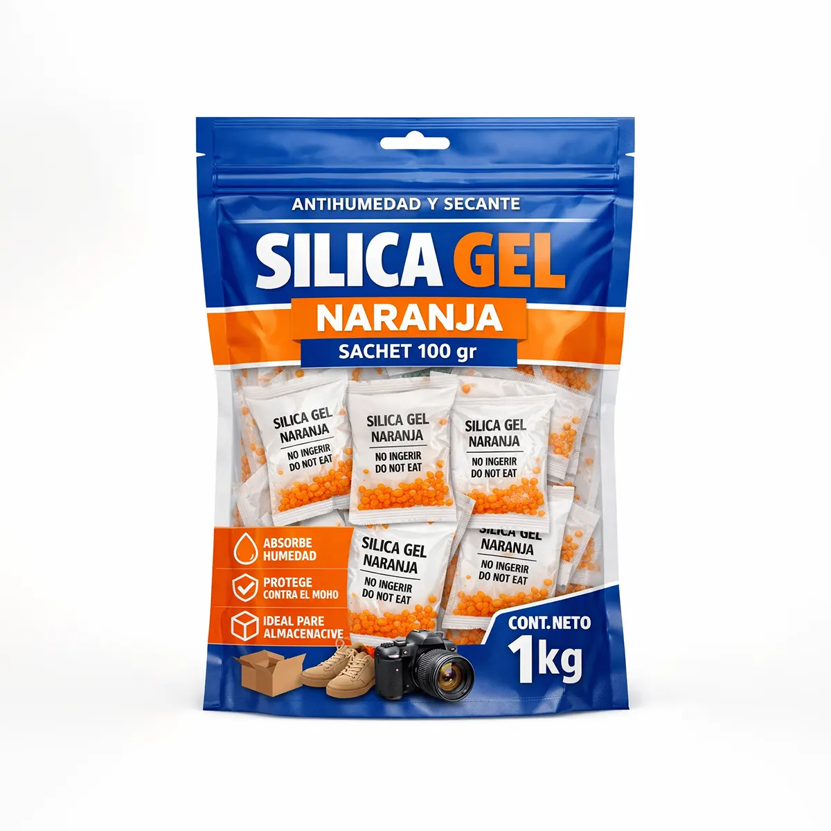 Sílica gel Naranja Sachet 100 gr Sílica gel Naranja Sachet 100 gr