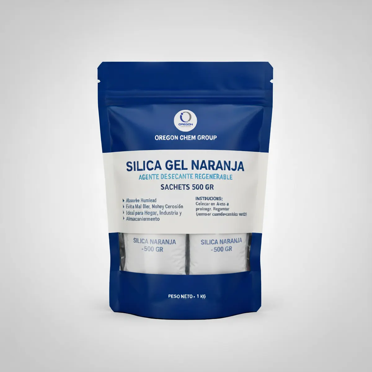 Silica Gel Naranja Sachets de 500gr - 1Kg Oregon Chem Silica Gel Naranja Sachet 500 Gr 1Kg