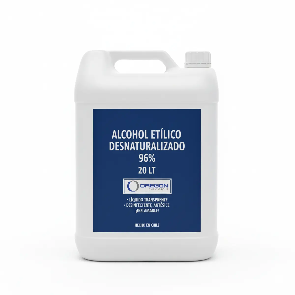 Alcohol Etílico 96% Desnaturalizado 20 Lts Oregon Chem Alcohol Etilico Desnaturalizado 96 20L